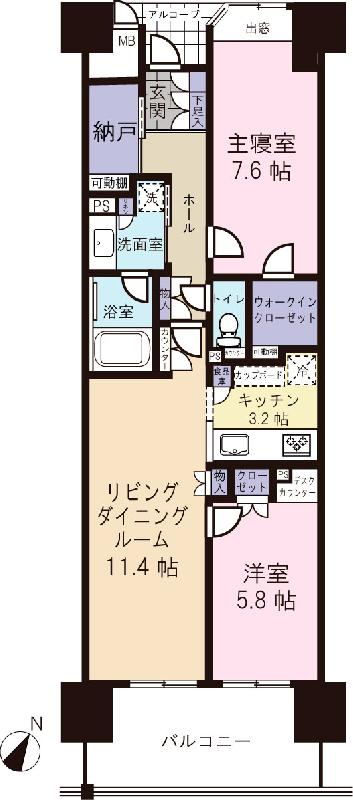 ル・シェモア東静岡の間取り