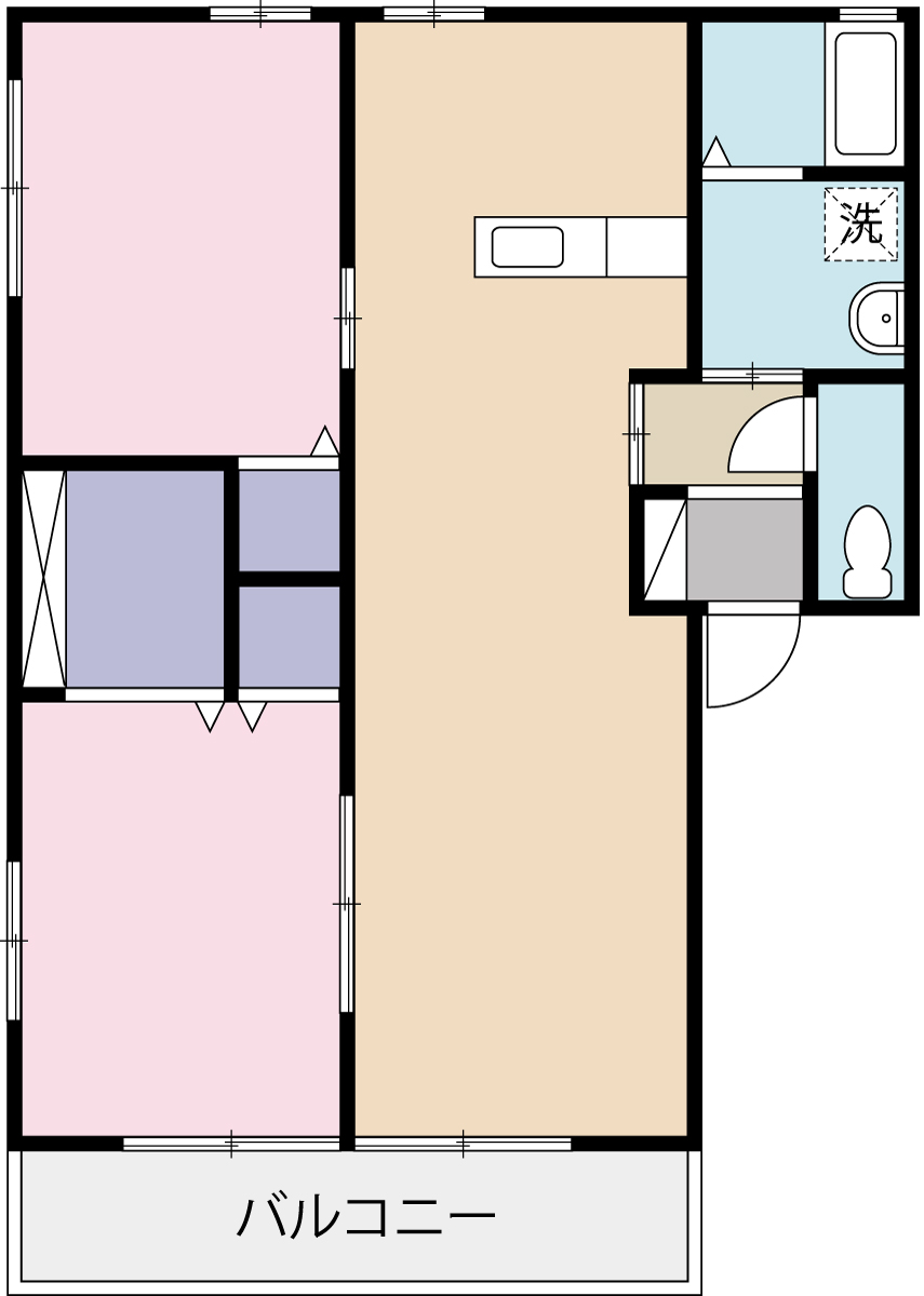 タウンコートAの間取り