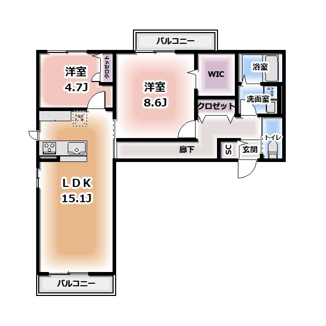 仮称HEIMMAISON中田本町Bの間取り