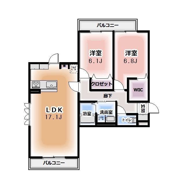 仮称HEIMMAISON中田本町Aの間取り