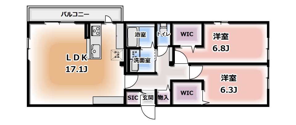 仮称HEIMMAISON中田本町Cの間取り