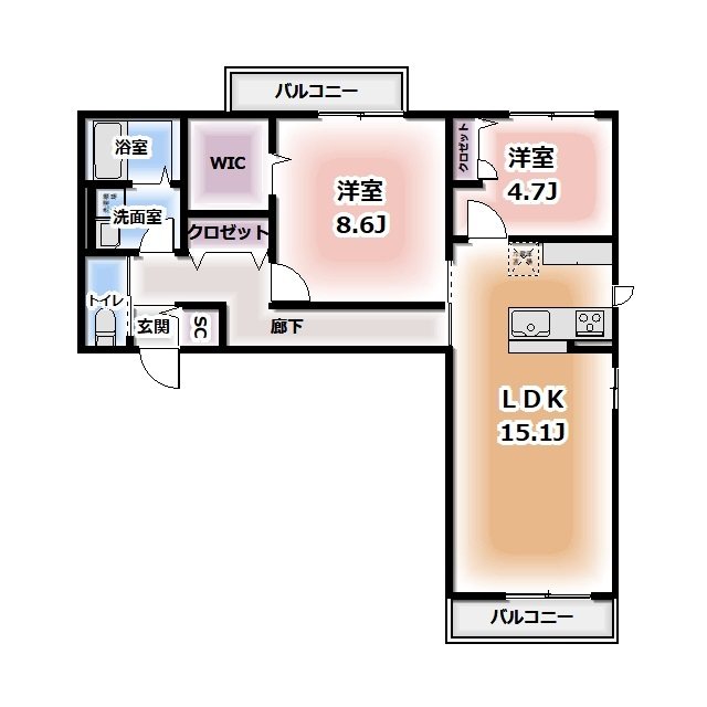 仮称HEIMMAISON中田本町Bの間取り