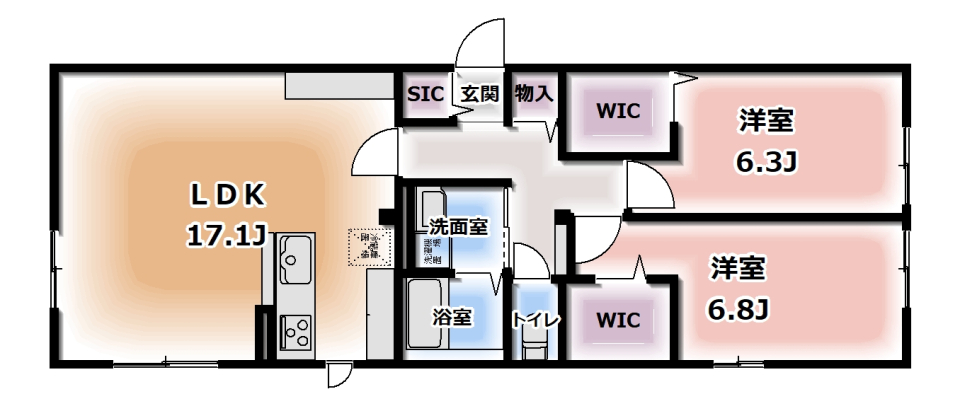 仮称HEIMMAISON中田本町Dの間取り